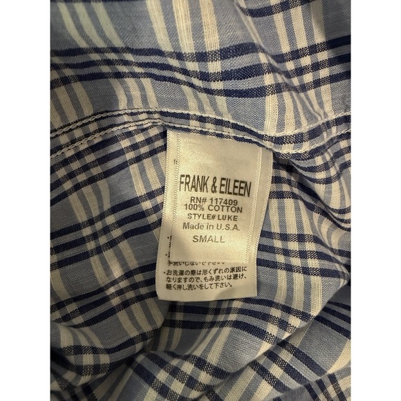 Frank & Eileen Luke Blue White Plaid Button Up Size Small - Picture 5 of 6